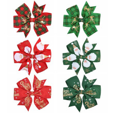 Hochwertige, umweltfreundliche Haaraccessoires aus Premium-Materialien, mehrlagige Weihnachtsschleife mit guter Befestigung, für Mädchen, 6-teilig