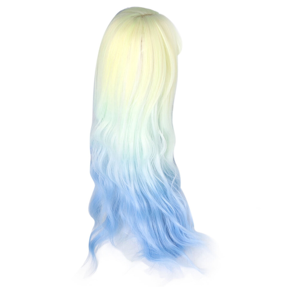 Stunning Lemon Yellow Gradient Mixed Curly Wig, Soft High Temperature Silk Provides A Glossy Feel, Adjustable Inner Cap Net For A Custom Fit, Elevate