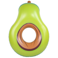 Boia inflável em formato de abacate para piscina, com design divertido, material resistente e durável, estrutura com nervuras que garantem