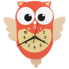 Vintage Owl Pattern Clock, Wood Material Battery Operated Quiet Without Ticking, Elegant Design for Kids Room and Bedroom Decor