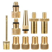 Bike Valve Adapter Set Brass 9-Piece for Presta Schrader Dunlop Inflation