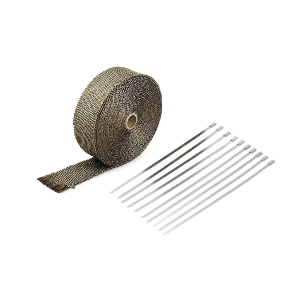 10M Titanium Exhaust Heat Wrap For Motorcycles And Cars With Stainless Steel Ties, Heat Reduction 9382693496331
