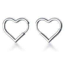 Heart Hoop Earrings for Women, Real 925 Sterling Silver Hypoallergenic Small Chunky Stud Earrings, Lightweight Love Heart Dangle Jewelry with S925 Sta