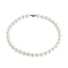 Bequeme Perlenkette, Modeschmuck-Accessoires, künstliche Muschelperlenkette, runde Perlen auf glänzendem Sterlingsilber