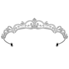 Tiara de Cristal Elegante, Tiara de Casamento com Strass Antiferrugem e Cristais Brilhantes, Joia Artesanal em Formato de Folha para Coroa de