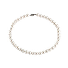 Minimalistische Perlenkette für Damen, angenehm zu tragendes Choker-Halsband aus simulierten Muschelperlen, runde Perlen an einer glänzenden