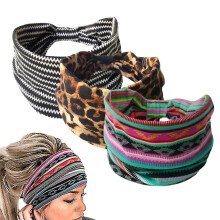 Bentițe de păr Boho, bentițe de păr confortabile și moi cu model leopard pentru femei și fete, bentițe elastice răsucite, antiderapante și