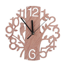 Elegant Retro Wall Clock, Stable Performance Durability High Quality Wood, Easy Install Remove For Creative Round Wooden Tree Living Room Decor,