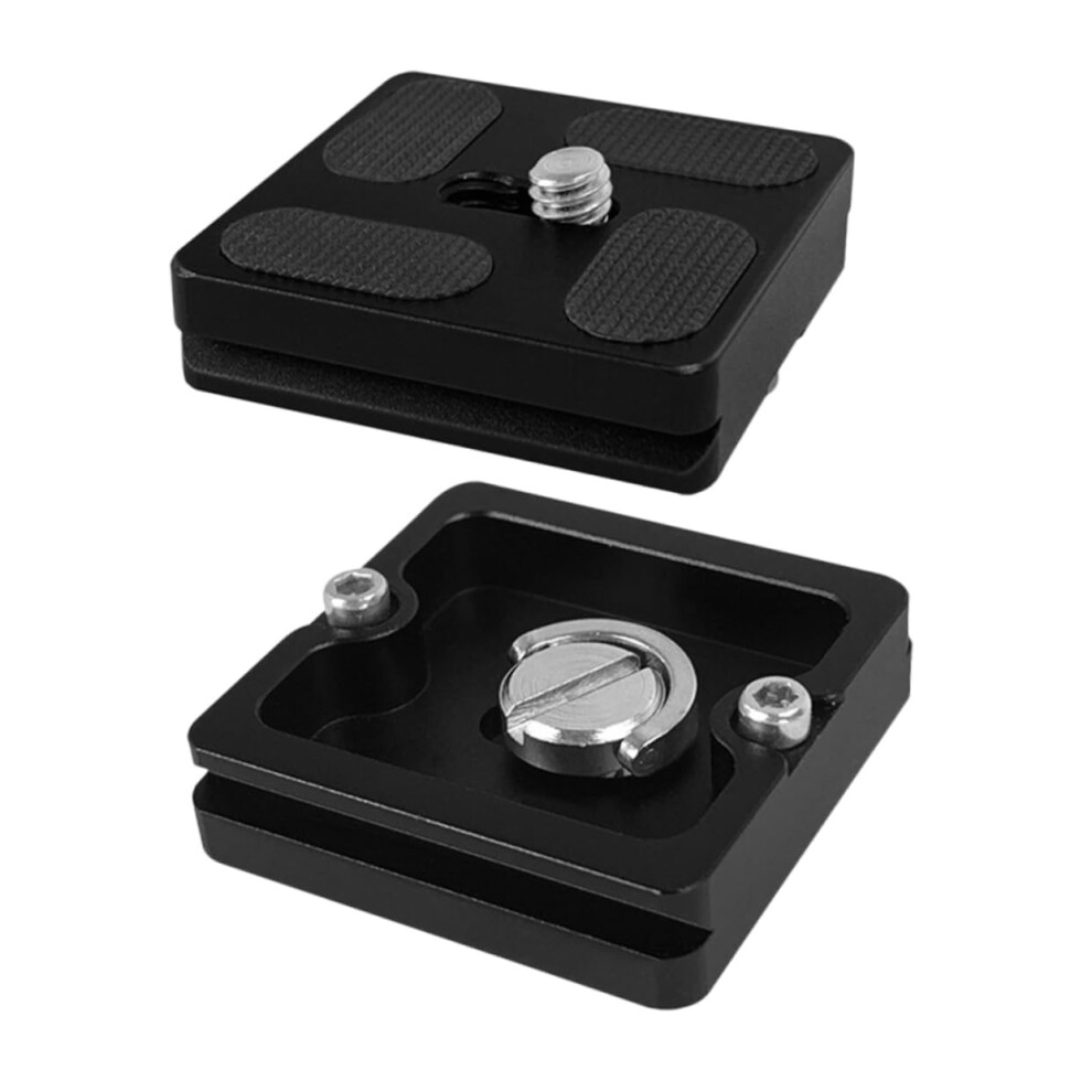 2Pcs Dslr Tripod Quick Release Plate Adapter, Sturdy Aluminum Camera Mount, Compatible With Standard Tripods Black 9187378543269