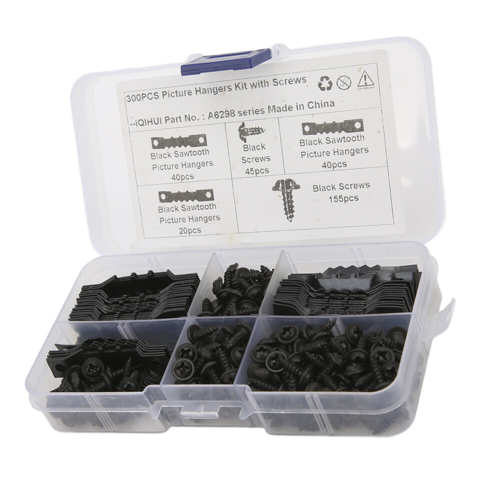 Seamless 100Pcs Sawtooth Frame Hangers With 200 Screws Included Black 7601377195455
