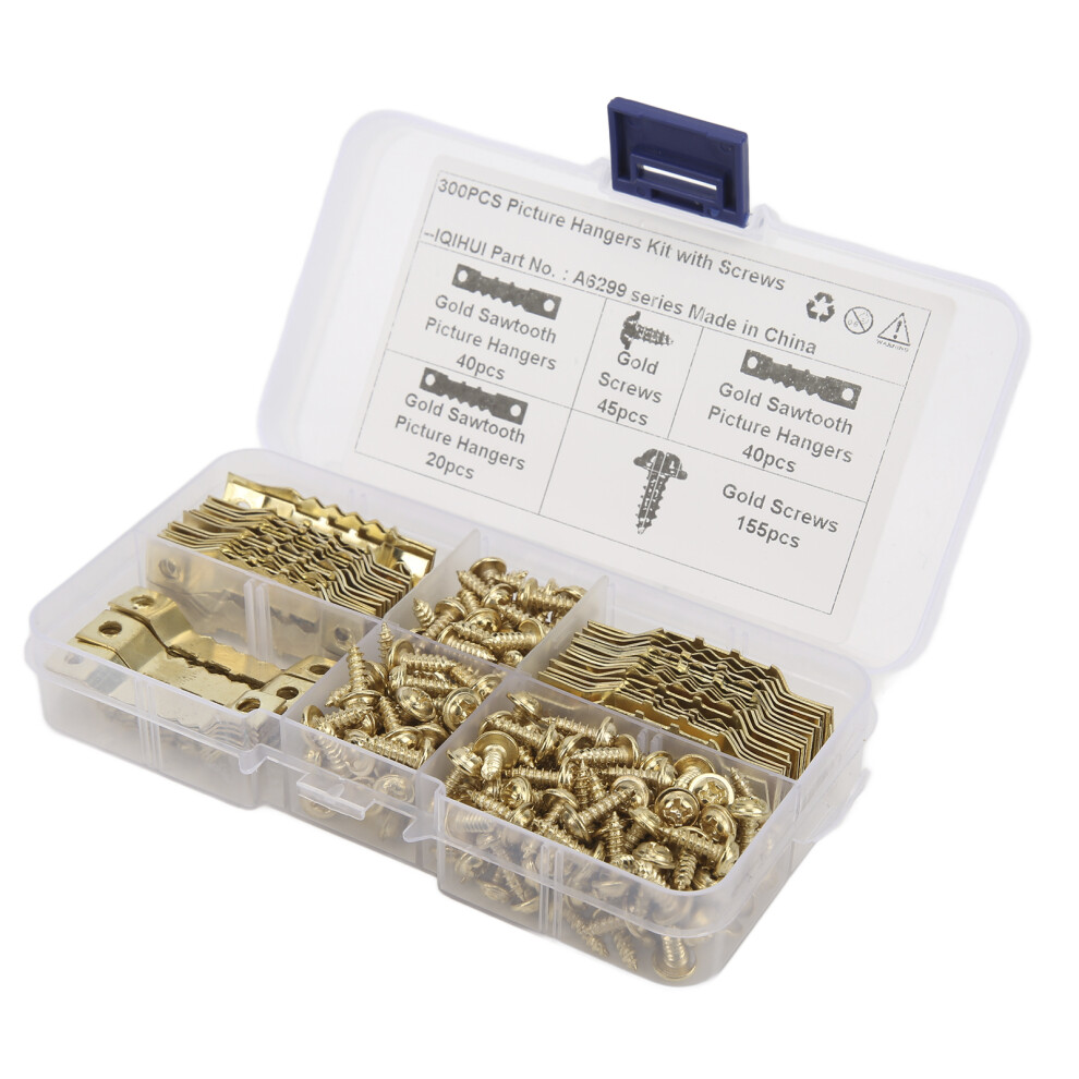 Heavy-Duty 100Pcs Sawtooth Picture Hangers + 200 Screws Rust Resistant Gold 7661377195893