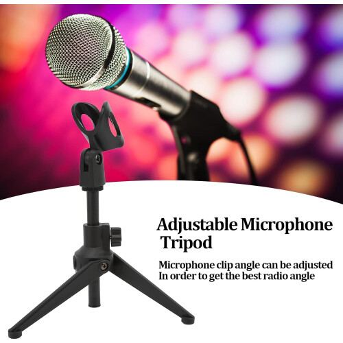 Mini Microphone Stand Desktop Tripod, Adjustable Height Table Mic Stand With Mic Clip, Compact Portable For Conferences 1