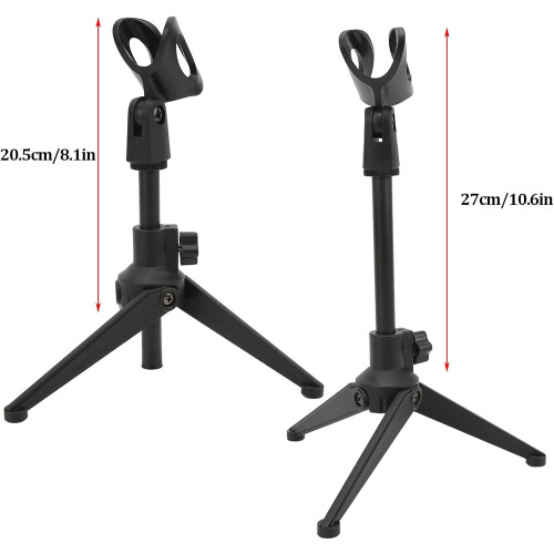 Mini Microphone Stand Desktop Tripod, Adjustable Height Table Mic Stand With Mic Clip, Compact Portable For Conferences 2
