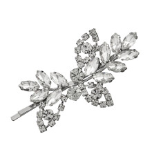 Accessoires pour cheveux en cristal, barrette en strass argentés ornée d'un motif en forme de feuille, élégante épingle à cheveux de mariée en