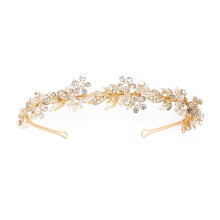 Bentiță din aliaj floral pentru mireasă, bandă de păr cu cristal, design elegant, ușoară, decorațiune florală pentru păr pentru nunți,