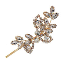 Accessoires pour cheveux en cristal, barrette en strass argentés ornée d'un motif en forme de feuille, élégante épingle à cheveux de mariée en