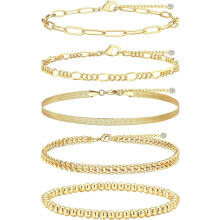 14K guldpläterade kedjerarmband för kvinnor, svettbeständigt, fint litet pärlarmband med hypoallergen smyckeskonstruktion, justerbara kedjer