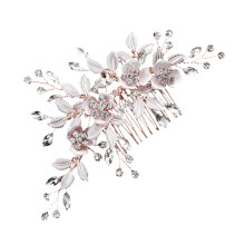 Accesorii de păr pentru mireasă cu strasuri vintage, pieptene de păr pentru mireasă cu frunze florale din cristal, lucrat manual, cristal