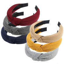 Gebreide dameshoofdbanden met knoop, modieuze effen haaraccessoires, comfortabel om te dragen en glijden niet gemakkelijk af, geschikt voor