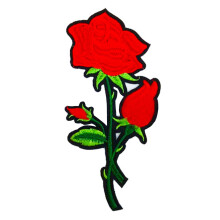 Aufbügelbare, gestickte Rosenapplikation, rot, Vintage-Blumenmuster, dekorativer Aufnäher, maschinenwaschbar, strapazierfähig, Retro-Liebessymbol,