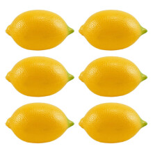 (yellow lemon) 6Pieces Artificial Fruit Fake Fruit 24 Kind of Fruit, for Parties Table Decorations Photography Props Basket Display Multicolor