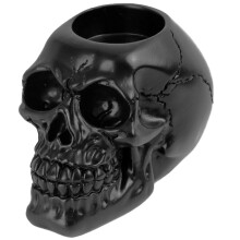 (Black) Crying Skull Candle Holder, 3D Resin Craft for Spooky Celebrations, 1.6 Inch Candle Compatibility White