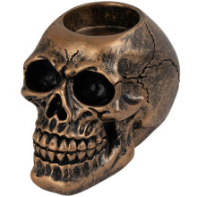 (gold) Crying Skull Candle Holder, 3D Resin Craft for Spooky Celebrations, 1.6 Inch Candle Compatibility White
