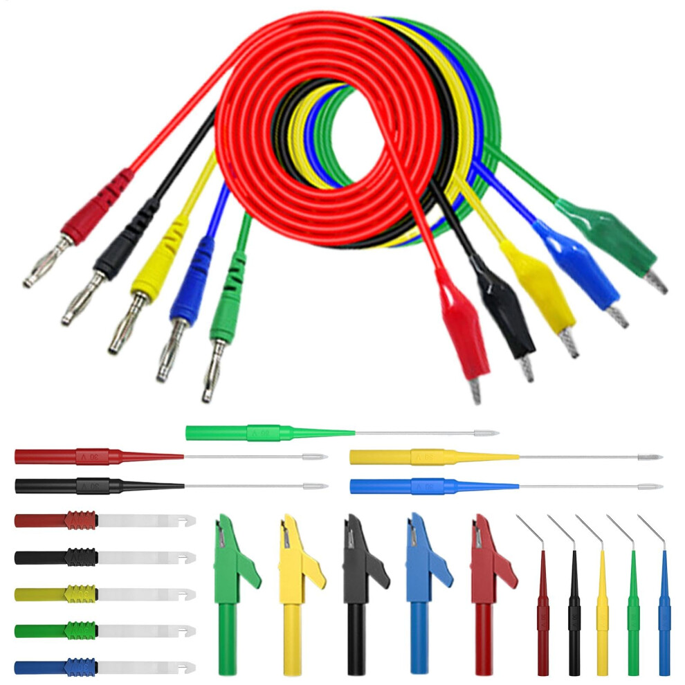 Test Lead Kit Banana Plug Probe Leads 25X Kit Test Clamps Wire Piercing Probes 9199774167604