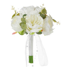 (5898 white) Wedding Bouquets Artificial Flower for Ceremony, Anniversary, Valentines, Photography Props, Wedding Flower Arrangement Multicolor