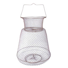 Foldable Steel Wire Fishing Cage With Spring Door 1Pc, Portable Basket Net For Squid, Shrimp, Fish