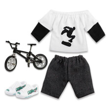Mini Finger Toy Set for Adult Kids Finger Skateboard/Finger Bike with Finger Shirts Pants Finger Shoes Teens Novelty Toy  QCR003 Black