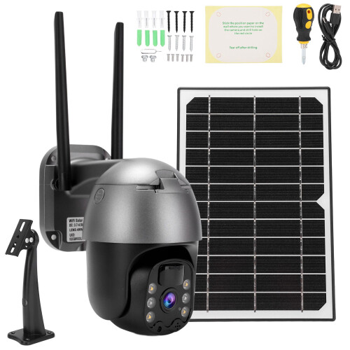 Solar Powered Security Camera Outdoor, Wireless Outdoor Surveillance System With 4G LTE Cellular Support, 360 Panoramic Coverage And Smart