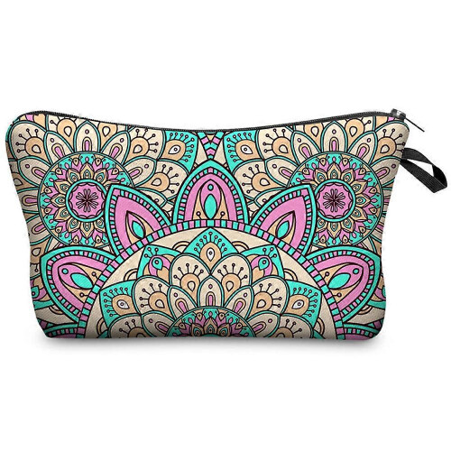 (C) (BAG)Polyester printed pattern cosmetic bag female clutch bag multifunctional travel storage bag