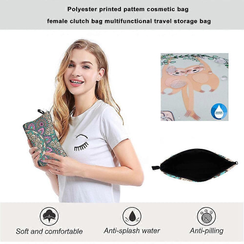 (C) (BAG)Polyester printed pattern cosmetic bag female clutch bag multifunctional travel storage bag 2