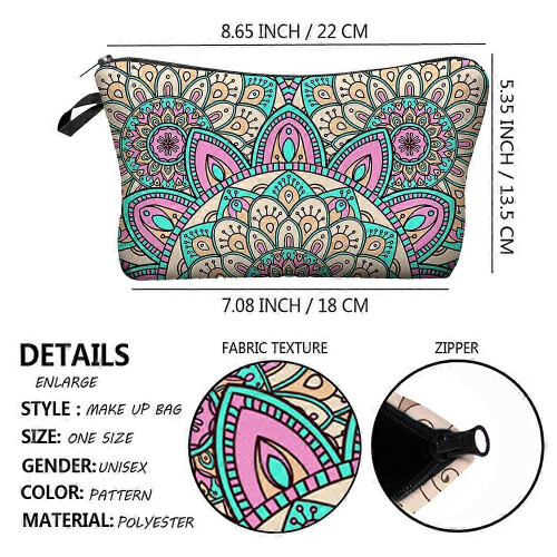 (C) (BAG)Polyester printed pattern cosmetic bag female clutch bag multifunctional travel storage bag 1