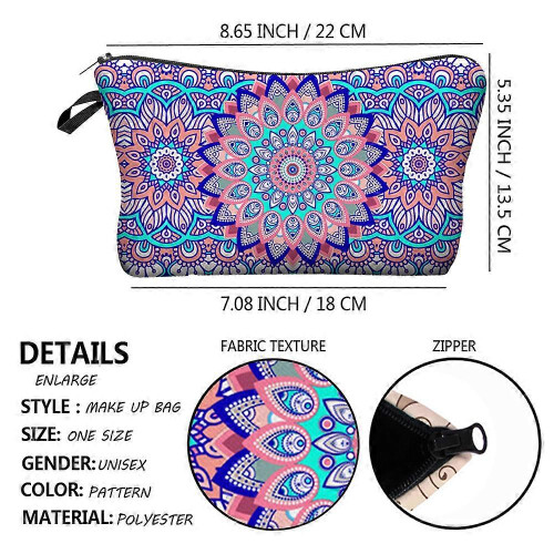 (B) (BAG)Polyester printed pattern cosmetic bag female clutch bag multifunctional travel storage bag 1