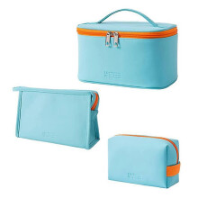 (blue) (BAG)Makeup Bag Cosmetic Bag For Women Travel Make Up Bag Sets for Girl 3 PCS  Large Makeup Bag