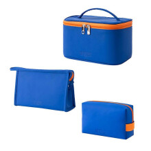 (dark blue) (BAG)Makeup Bag Cosmetic Bag For Women Travel Make Up Bag Sets for Girl 3 PCS  Large Makeup Bag