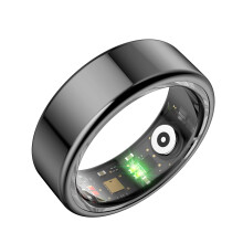 Smart Ring Pedometer Heart Rate Blood Oxygen Sleep Tracker Calories Android iOS Compatible Black Size 918.9mm