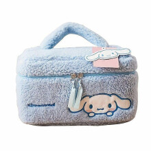 (Cinnamoroll) Sanrio Teddy Plush Large Capacity Cosmetic Storage bag, Cartoon Chic Soft Travel Makeup Bag, Premium Feel with Zipper