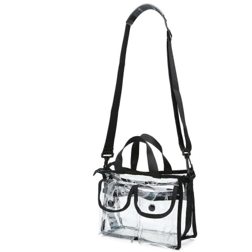 Clear cosmetic bag with removable and adjustable shoulder strap (Black) 1