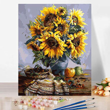 Paint by Numbers for Adults Sunflower 40x50cm DIY Canvas Painting Kit with Brushes and Acrylics