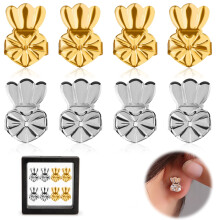 Earring Lifters for Droopy Ears, Adjustable Earring Support for Heavy Earrings, Crown-Shaped Hypoallergenic Earring Backs with Luxury Craftsmanship, S