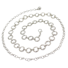 Cinturón de cadena para mujer, cinturón metálico ajustable a juego con colgante de hoja calada, proceso de chapado metálico para un brillo