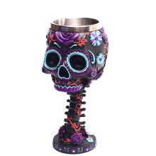 Goblet Drinking Cup Skull for Head Resin Cups Medieval Skeleton Chalice Skull Cup Double Wall Drinking Goblet Resin Mate