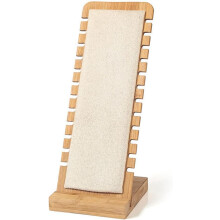 Stilvoller Halskettenständer aus Massivholz, Schmuckorganizer mit Bambus-Ledermatte für Zuhause und Einzelhandel, exquisite Verarbeitung,