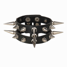Bijuterii punk cadou pentru iubitorii de rock, brățară premium cu țepi încrustați, mărime reglabilă, manșetă gotică cu nituri metalice,