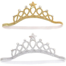 Graceful Headdress Set For Birthday Party Wedding, Handmade Elastic Baby Crown Princess Girls Tiara With Alloy Rhinestone, Ideal For Family Photograph
