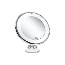 Kosmetikspiegel mit Saugnapf, 10-facher Vergrößerung, 360 drehbarem Arm, warmweißem LED-Licht (18 tageslichtweiße LEDs), dimmbarer Beleuchtung