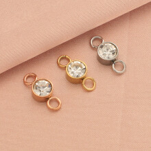 Berlock med kubisk zirkonia för gör-det-själv-smycken, mikrobelagda platta runda berlocker med Swarovski-kristall, 18K guldpläterade